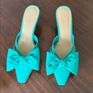 J. Crew Women's Green Bow Mules